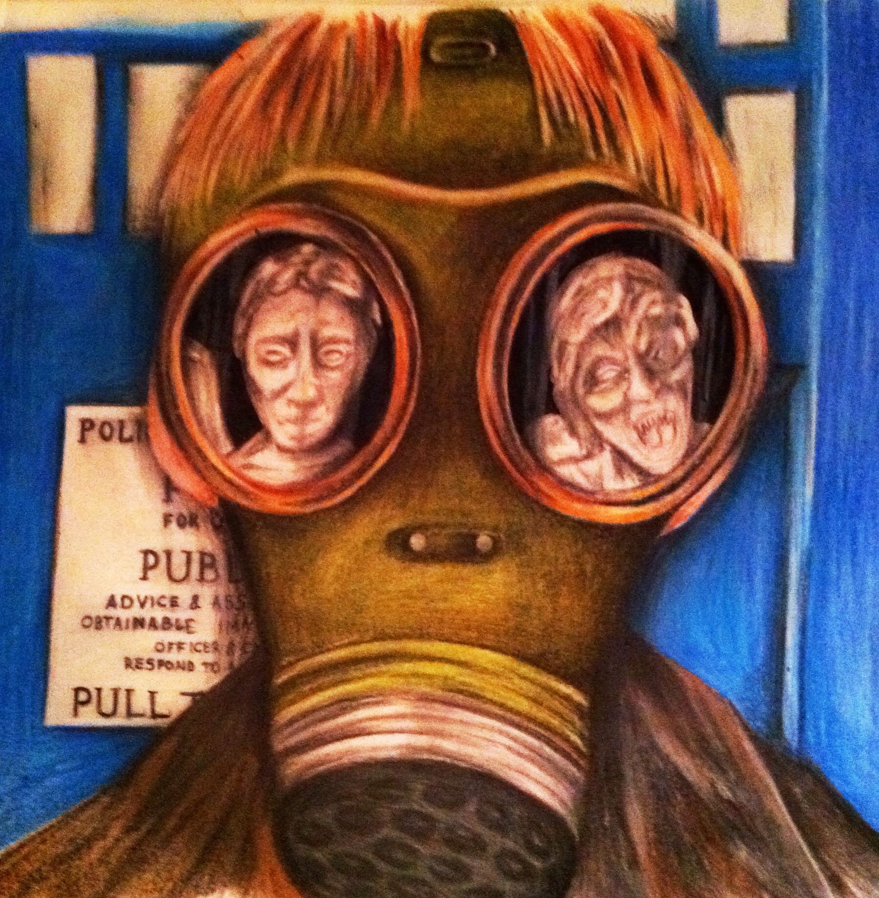 Vintage gas mask with portrait windows