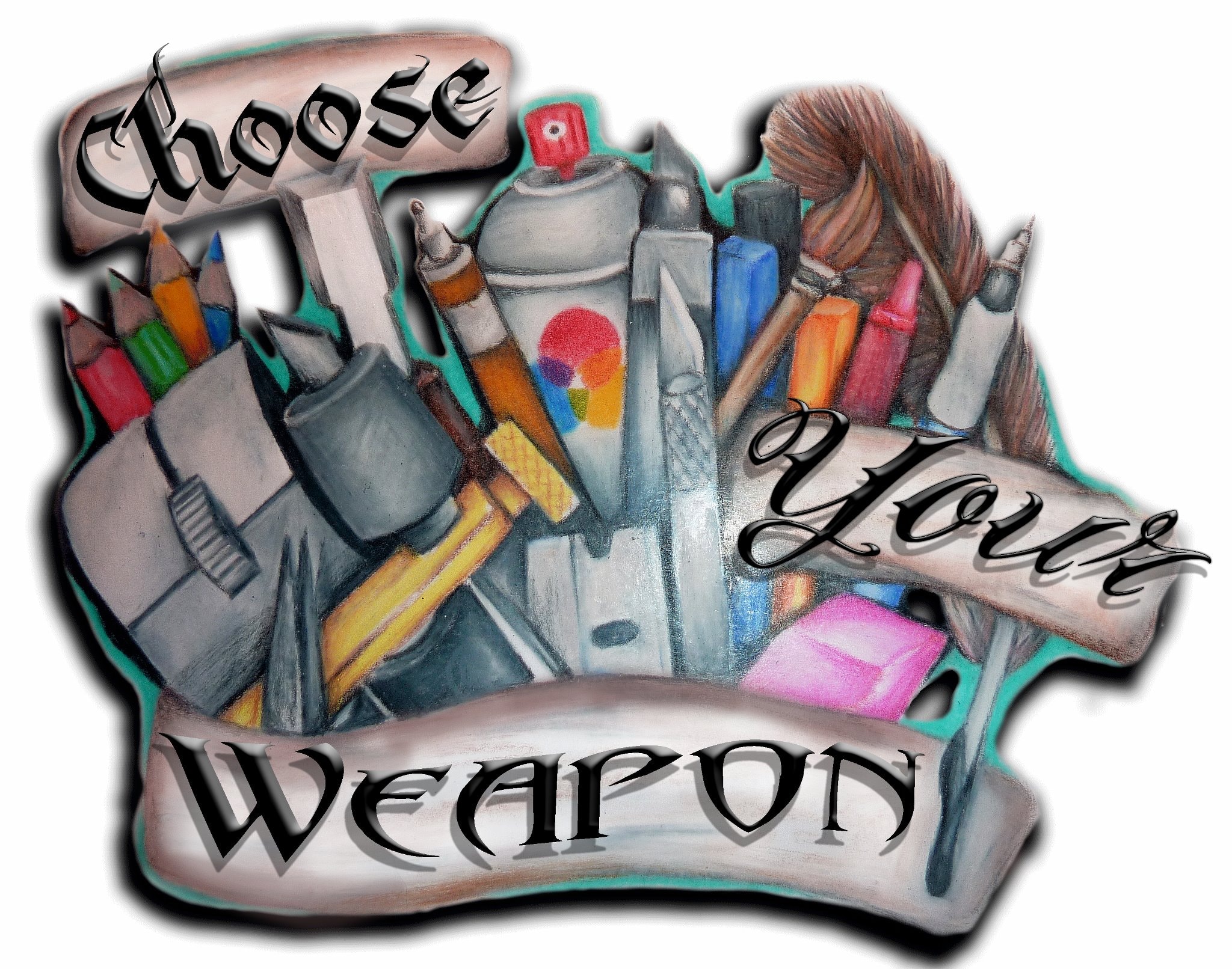 Choose your weapon art supplies illustration